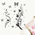 TipTop Wallstickers Black Flowers & Butterfly Pattern