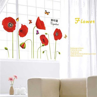 TipTop Wallstickers Red Linoleic Flowers Pattern