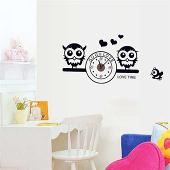 TipTop Wallstickers Cute Black Owls Clock Pattern