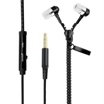 Zip Headphones with mic. - Black