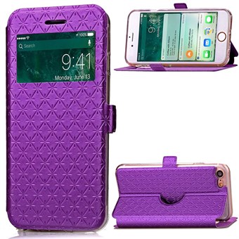 Fancy Smart Window Case for iPhone 7 / iPhone 8 - Purple