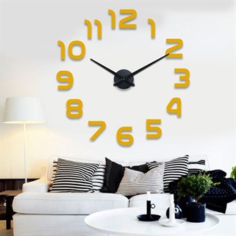Luxury modern large 120x120cm self-adhesive wall clock classic design gold