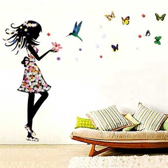Wall Stickers - Girl with hummingbird