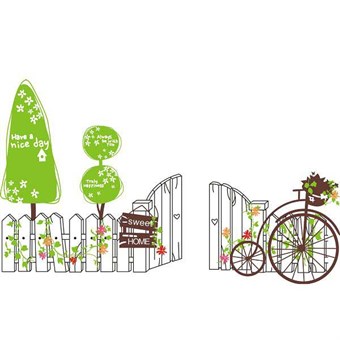 TipTop Wallstickers Cartoon Tree and Fence