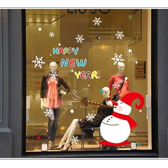 TipTop Wallstickers ABQ9801 Bling Christmas Style Christmas Snowman Pattern Removable PVC Decals Room