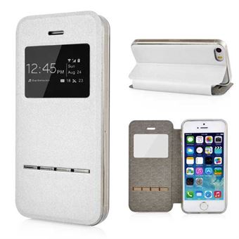 Multifunctional leather window view case 5 / 5S / SE - White