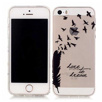 Summer time silicone cover transparent M. patterns iPhone 5 / iPhone 5S / iPhone SE 2013 black feather