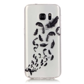 Stylish transparent Samsung Galaxy S7 Edge silicone cover Penguin Feather