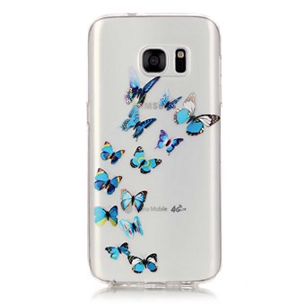 Stylish transparent Samsung Galaxy S7 Edge silicone cover Blue Butterflies