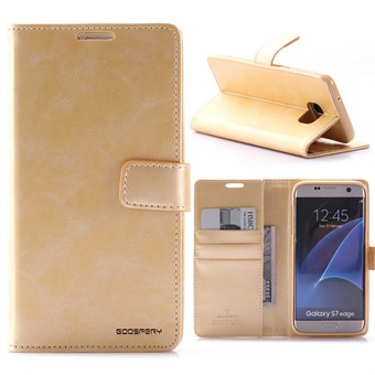 Premium Mercy leather case Galaxy S7 Edge M. Credit card gold