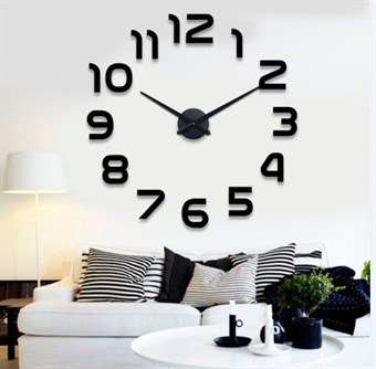 Luxury modern large 120 x 120 cm self-adhesive wall clock classic design black