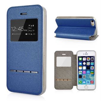Multifunctional leather window view case 5 / 5S / SE - Blue