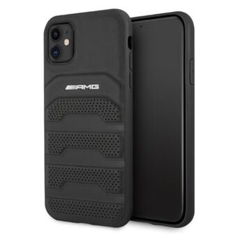 AMG AMHCN61GSEBK iPhone 11 6.1 "black / black hardcase leather embossed lines