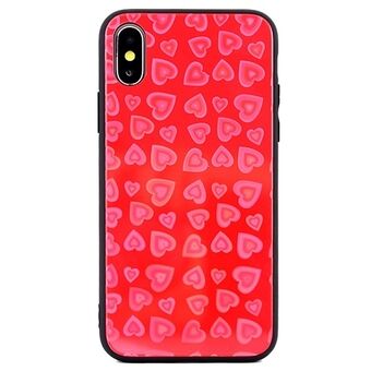 Hearts Glass Cover for iPhone X / Xs design 1 (red)