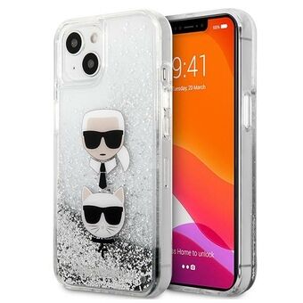 Karl Lagerfeld KLHCP13SKICGLS iPhone 13 mini 5.4 "silver / silver hardcase Liquid Glitter Karl & Choupette Head