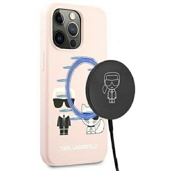 Karl Lagerfeld KLHMP13XSSKCI iPhone 13 Pro Max 6.7 "hardcase light pink / light pink Silicone Iconic Karl & Choupette Magsafe