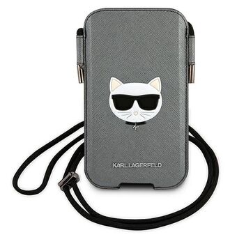 Karl Lagerfeld handbag KLHCP12LOPHCHG 6.7 "gray / gray hardcase Saffiano Ikonik Choupette Head