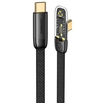 USAMS Angled Cable USB-C to USB-C PD 100W Fast Charging Iceflake Series 1.2m Black/Black SJ584USB01 (US-SJ584)
