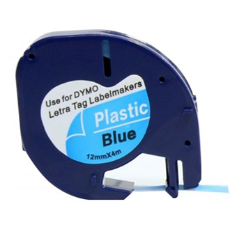 Dymo LetraTag label Black text on Blue tape (91205) 12mm × 4m (S0721670)