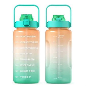 2L Portable Outdoor Travel Sports Water Bottle Fitness Straw Cup with Time Marker (BPA Free, No FDA Certificate)