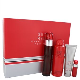 Perry Ellis 360 Red by Perry Ellis - Gift Set -- 3.4 oz Eau De Toilette Spray + .25 oz Mini EDT Spray + 6.8 oz Body Spray + 3 oz Shower Gel - for men