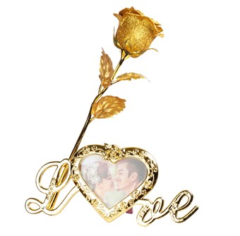 Gold rose w / Love Table holder