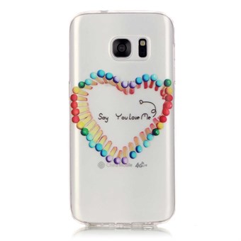 Stylish transparent Samsung Galaxy S7 Edge silicone cover Rainbow-colored Heart