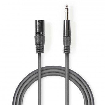 Balanced XLR audio cable | XLR 3-pin male connector - 6.35 mm male connector | 3.0 m | gray