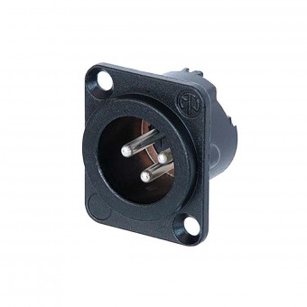 XLR Panel Mount | 3 Pole Male | Silver Contacts | Metal Housing | Black