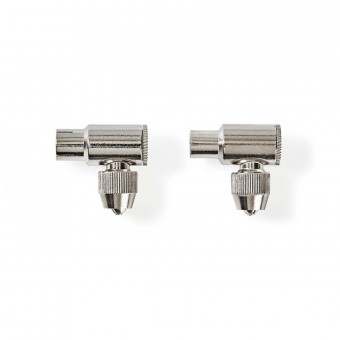 IEC (coaxial) connector | Male + female connector | Angled | 2 parts | Metal