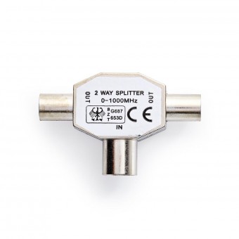 Coaxial splitter | 2 x IEC (coaxial) male connector | IEC (coaxial) female connector | Metal