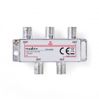 CATV F-splitter | Max. 8.0 dB attenuation | 5-1000 MHz | 4 outputs