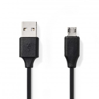 USB 2.0 cable | A male connector | Micro B male connector, reversible | 2.0 m | Black