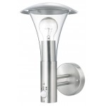 Outdoor Wall Light 60 W With Motion Sensor Brushed Steel