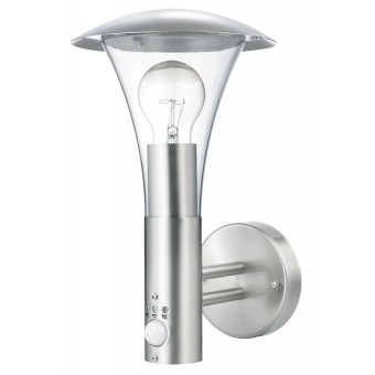 Outdoor Wall Light 60 W With Motion Sensor Brushed Steel