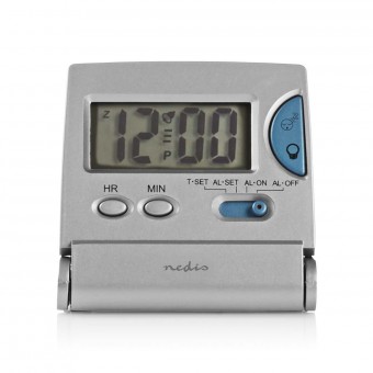 Digital Travel Alarm Clock | Slim | Foldable | Silver