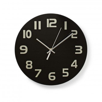 Round wall clock | 30 cm in diameter | Readable numbers | Black