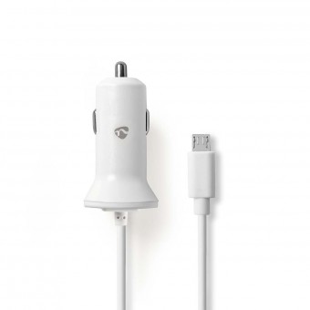 Car charger | 2.4 A | Fixed cable | Micro USB | White