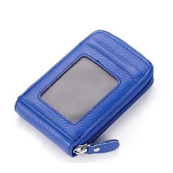 iWallet Leather Credit Card Holder with Visible Pocket - Blue