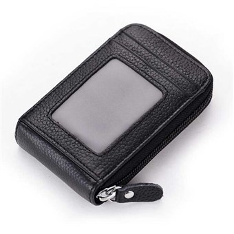 iWallet Leather Credit Card Holder w / Visible Pocket - Black
