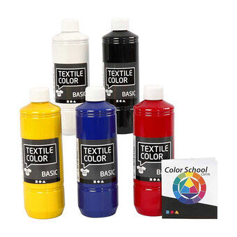 Fabric paint - Primary colours, 5x500ml