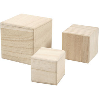 Wooden Cubes, Set of 3