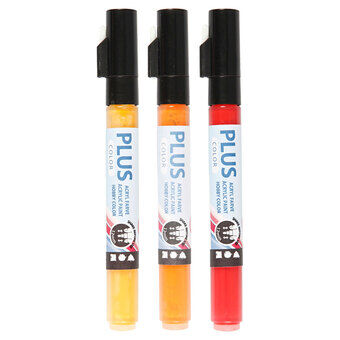 Plus Color Paint Pens - Ocher Yellow, Orange, Dark Red
