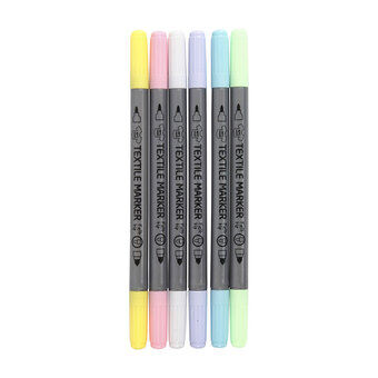 Double Sided Textile Markers - Pastel, 6pcs.