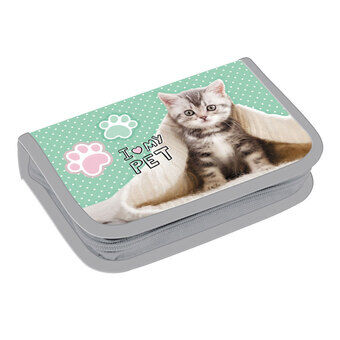Filled Pencil Case Cat Pastel