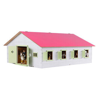 Kids Globe Horse Stable Pink with 7 Stalls, 1:24