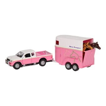 Kids Globe Die-cast Car with Horse Trailer Pink, 1:32