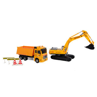 2-Play Dump Truck with Excavator Light and Sound