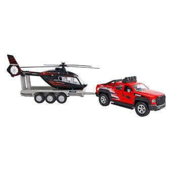 Kids Globe Terrain Vehicle with Helicopter Trailer