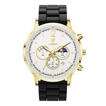 LIEBIG L1028 Men\'s Sport Quartz Watch Multifunction Chronograph Wristwatch Calendar with Silicone Strap